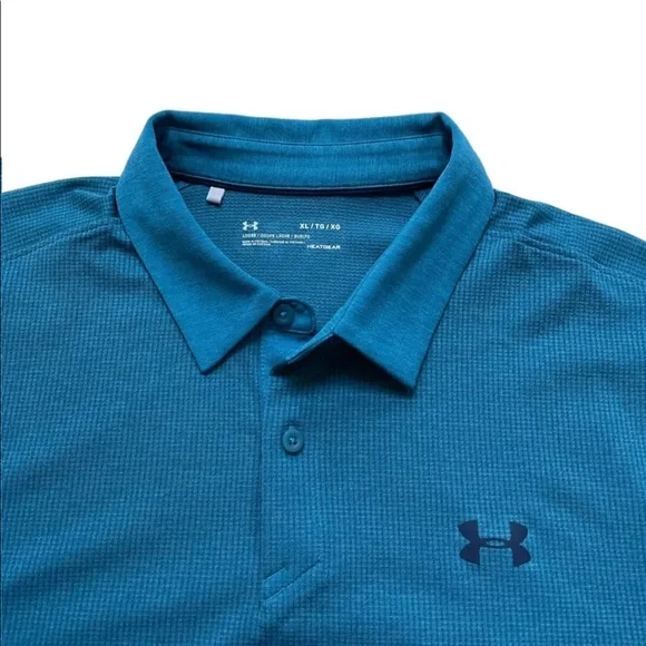 Under Armour Mens Sz XL/TG/XG Turquoise Heatgear Short Sleeve Polo Shirt - Picture 2 of 6
